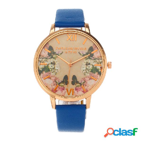 LVPAI Reloj Mujer Reloj Retro Flor De Mariposa