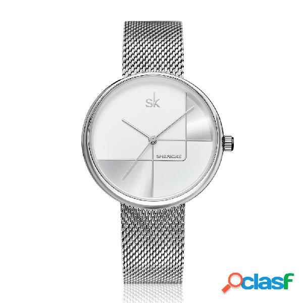Línea geométrica con aguja simple Dial Mujer Full Steel