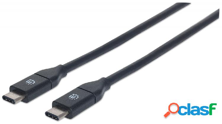 Manhattan Cable USB C Macho - USB C Macho, 50cm, Negro