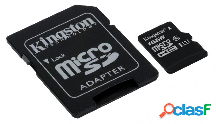 Memoria Flash Kingston, 16GB microSDHC UHS-I Clase 10, con