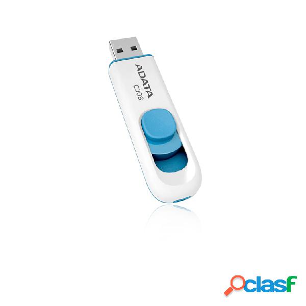 Memoria USB Adata C008, 16GB, USB 2.0, Azul/Blanco