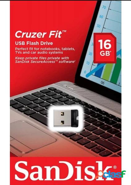 Memoria USB SanDisk Cruzer Fit Z33, 16GB, USB 2.0, Negro