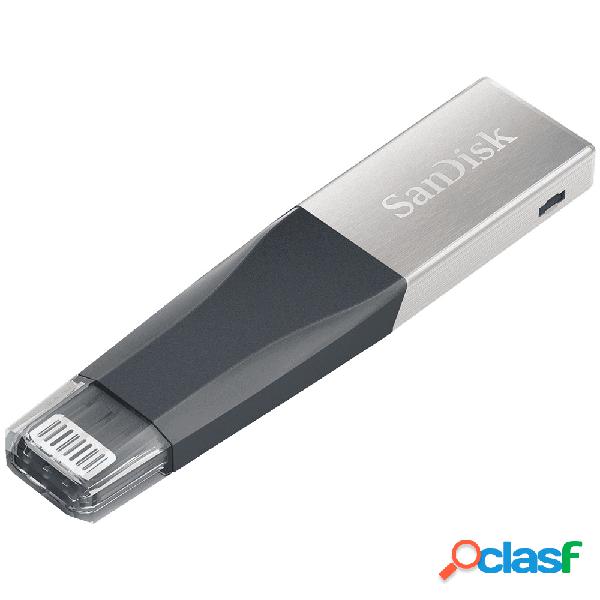 Memoria USB SanDisk IXpand Mini, 16GB, USB 3.0, Gris/Plata