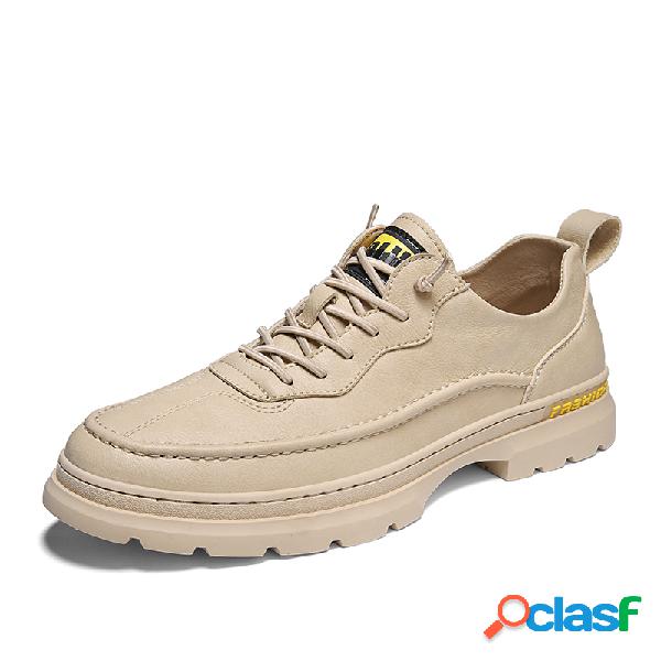 Men British Style Microfiber Leather Non Slip Casual Flat