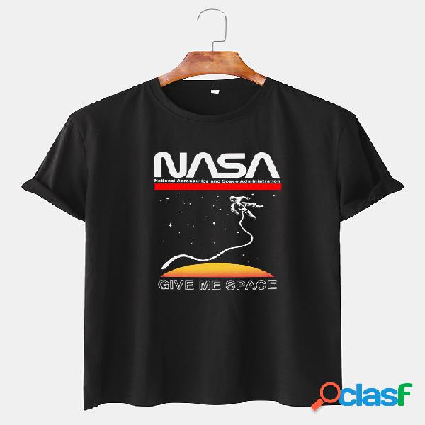 Mens Astronaut Patrón Print Summer Camisetas de manga corta