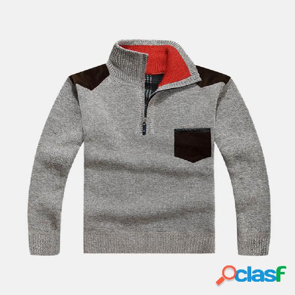 Mens Winter Pullover Zipper Half-cardigans Forro polar