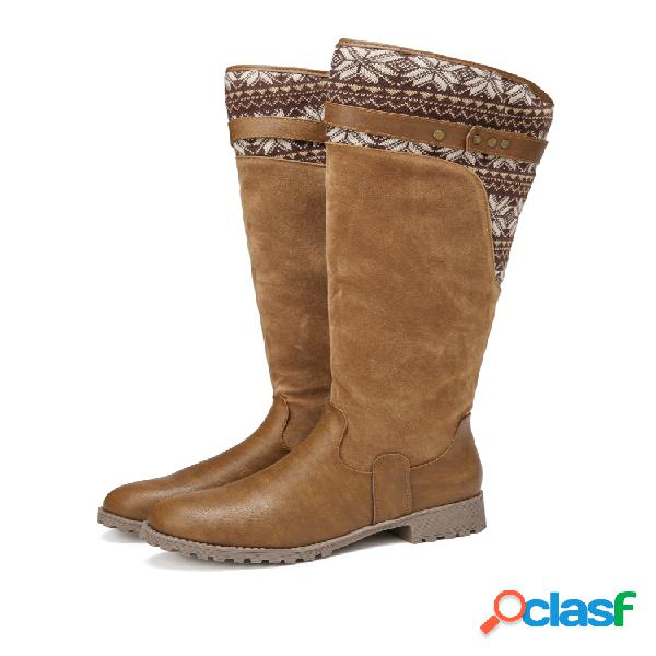 Mujer Casual Warm Flowers Letter Patrón Mid-Calf Botas