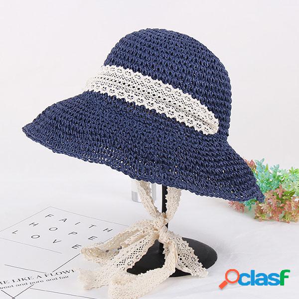 Mujer Summer Elegant Floppy Playa Straw Sombrero Wide Brim