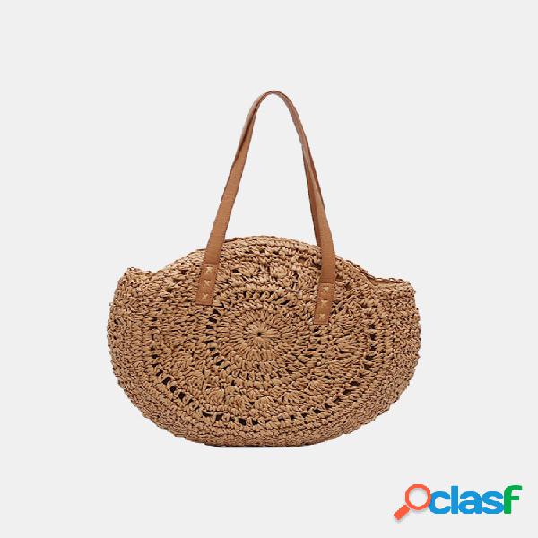 Mujer Summer Playa Bolso tote tejido de paja de gran