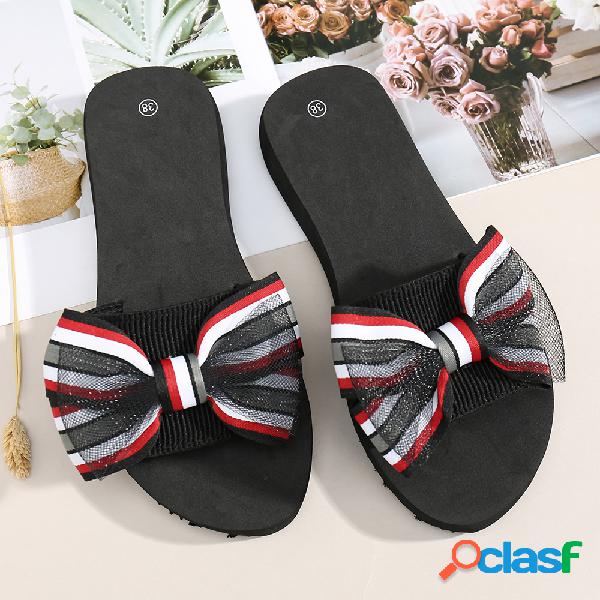 Mujer Sweet Double Bow Decor Soft Bottom Casual Plano