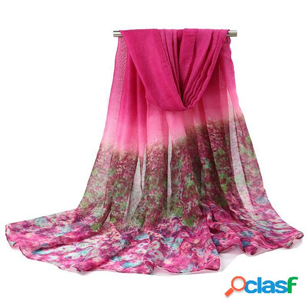 Mujeres Chiffon Voile Bufandas Imprimir Gradient Colores