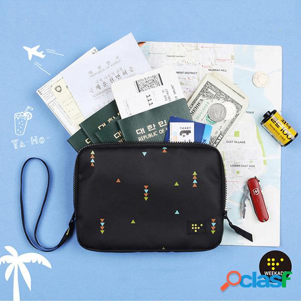 Multifunción Nylon Double Layer Passport Organizador Bolsa