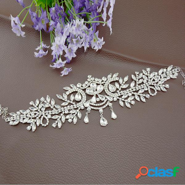 Novia Plata Diamante Corona de cristal Boda Tiara nupcial