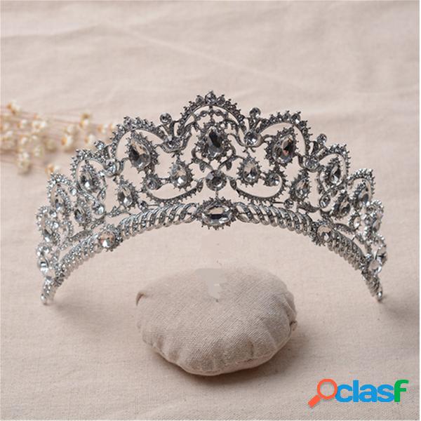 Novia Rhinestone Cristal Princesa Reina Corona Tiara Head
