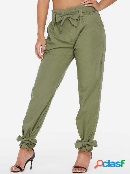 Pantalones de cintura alta con cordones verdes