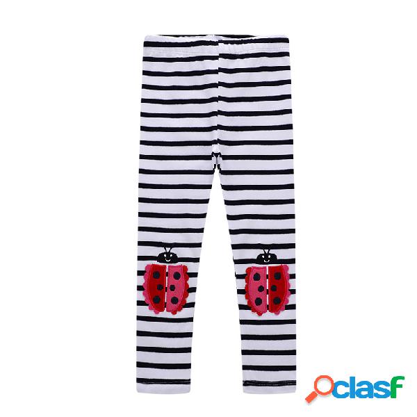 Pantalones de niñas estampados a rayas de dibujos animados
