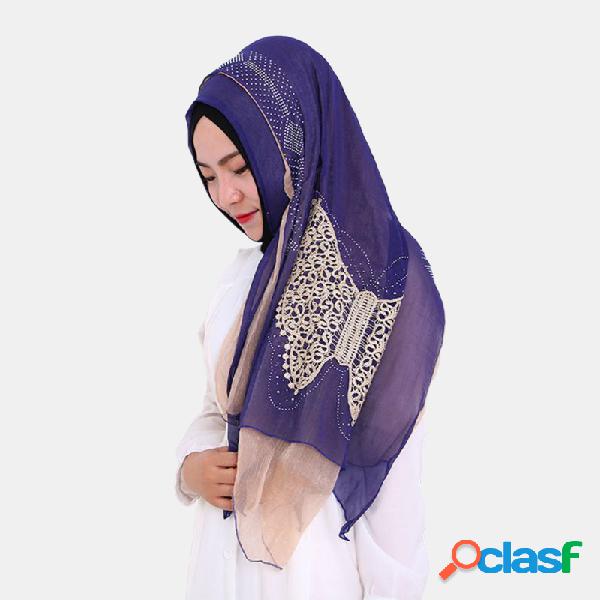 Pañuelo de cristal sólido cáñamo musulmán Mujer Hijab