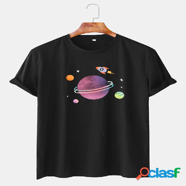 Playeras sueltas de verano de manga corta Planet Patrón