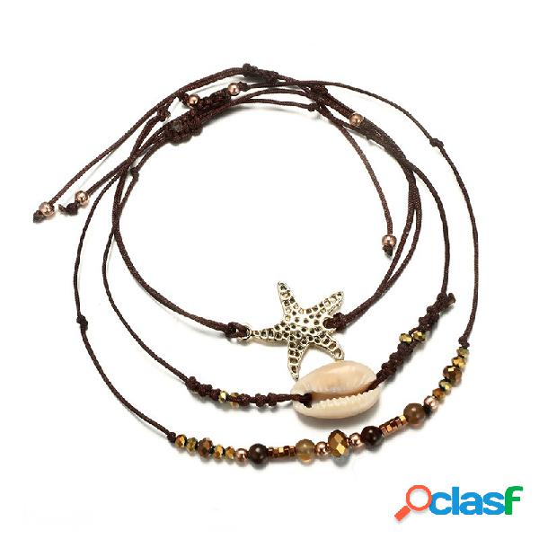 Pulsera de estrellas de mar de estilo étnico 3 piezas Playa