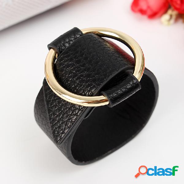 Pulsera de moda femenina pulsera de cuero de aleación de