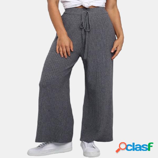 Recto elástico casual de cintura alta Pantalones para Mujer