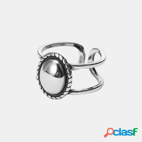 Retro S925 Plata Mate Abertura Anillo ajustable Metal