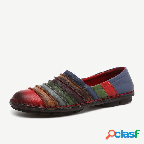 SOCOFY Mocasín multicolor de cuero