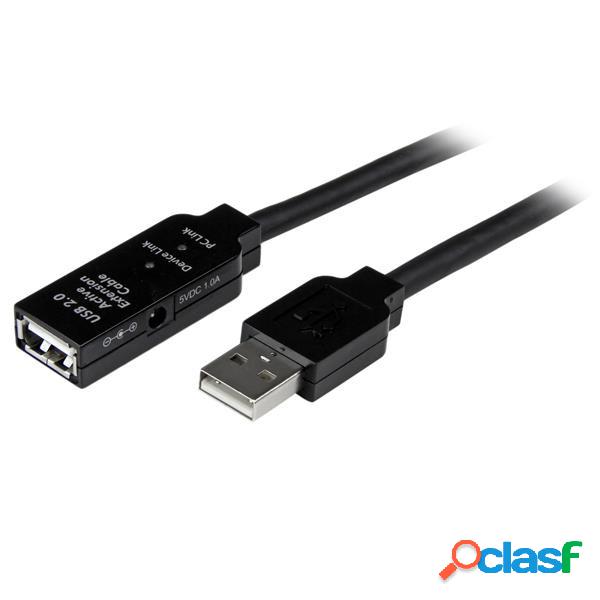 StarTech.com Cable USB Macho - USB Hembra, 20 Metros, Negro