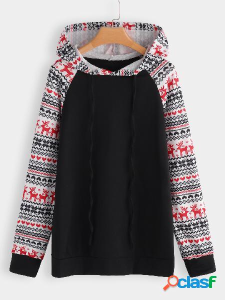 Sudadera con capucha de manga larga con estampado tribal en