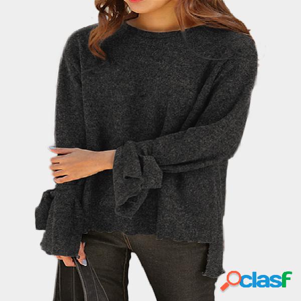Sudadera con cuello redondo liso gris oscuro, fondo