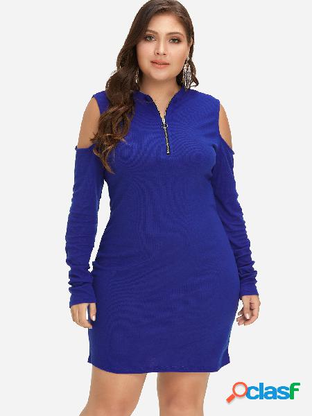Talla extra azul vestido con hombros descubiertos azul