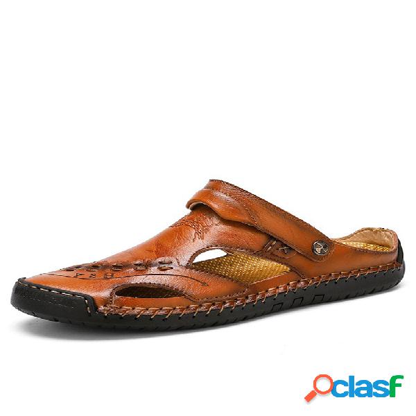 Talla grande Hombre Costura a mano Punta cerrada Comfy Soft