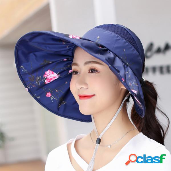 Top estampado con visera para mujer Sombrero Protección