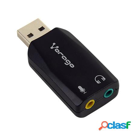 Vorago Adaptador USB 2.0 Macho - 2x 3.5mm Hembra, Negro