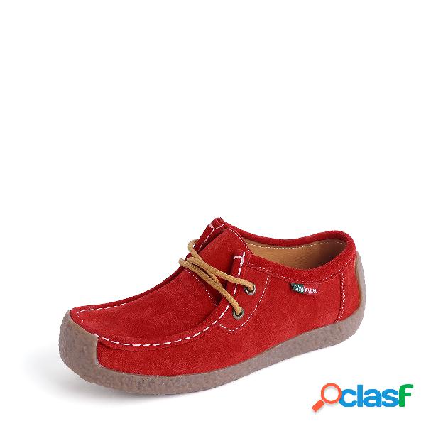 Zapatos de gamuza rojos con cordones de gamuza