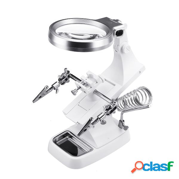 10 LED Mano amiga Abrazadera Lupa Soldadura Lupa con soporte