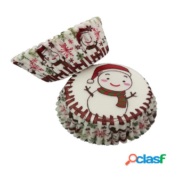 100 Unids Muffin Christmas Snowman Cupcake Wrapper Vasos de