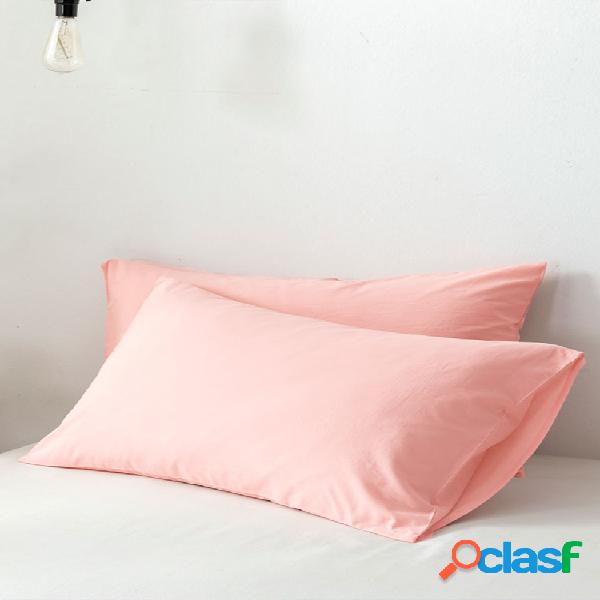2pcs Funda de almohada de algodón de color sólido Textiles