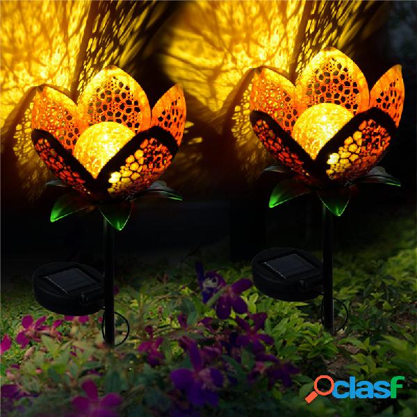 2pcs Solar Flower Light al aire libre Yarda Blanco cálido