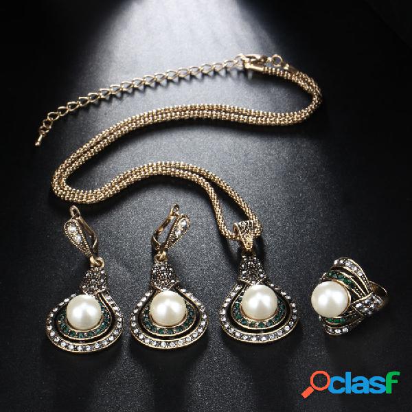 3 piezas vendimia Forma de calabaza Mujer Conjunto de joyas