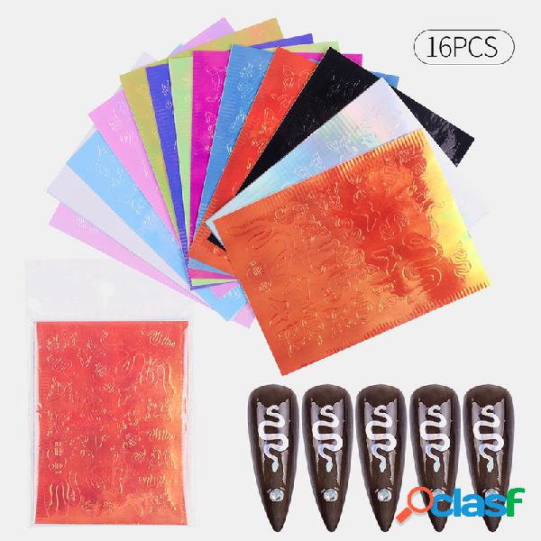 3D Color Láser Kit de pegatinas de mariposa DIY Uña