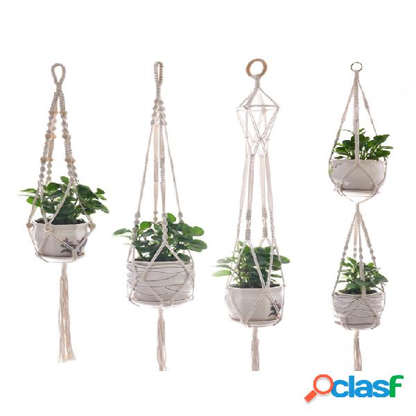 4 piezas Macramé Planta Percha y ganchos para interior al