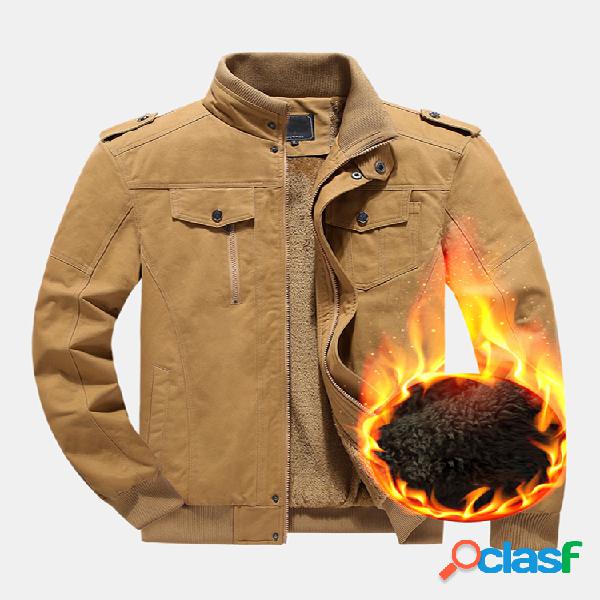 Algodón casual para hombre espesar múltiples bolsillos