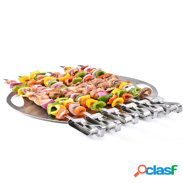 BOLEEFUN - 6 pinchos reutilizables para barbacoa, horquillas