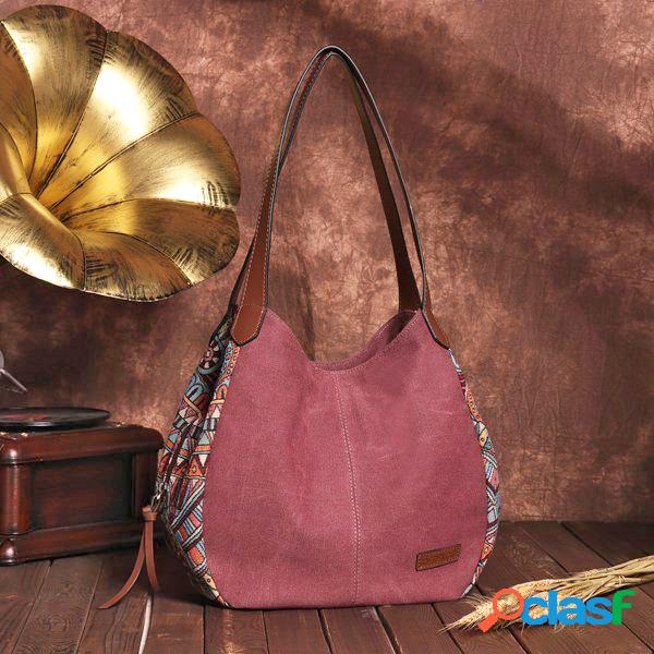 BRENICE Bolso tote bohemio floral de lona de gran capacidad