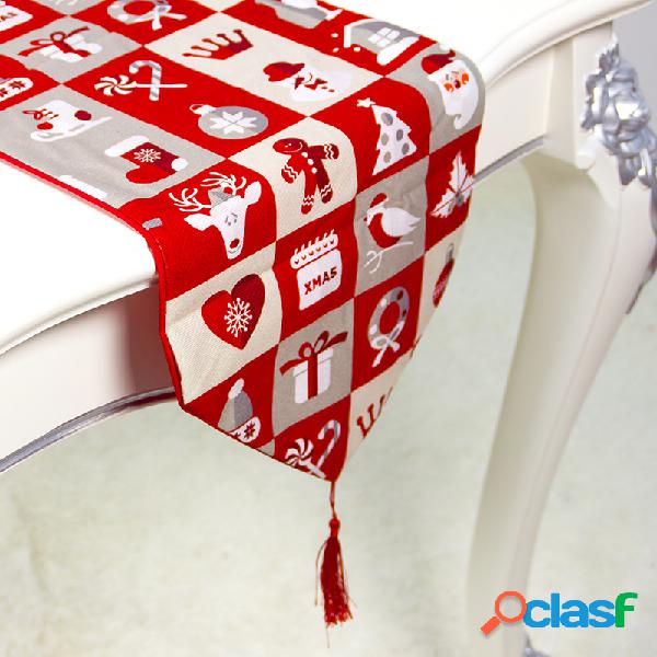 Bandera de mesa de Navidad de doble capa de lino de algodón