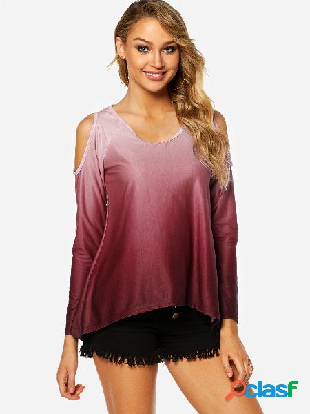 Blusas de dobladillo irregular con mangas largas en color