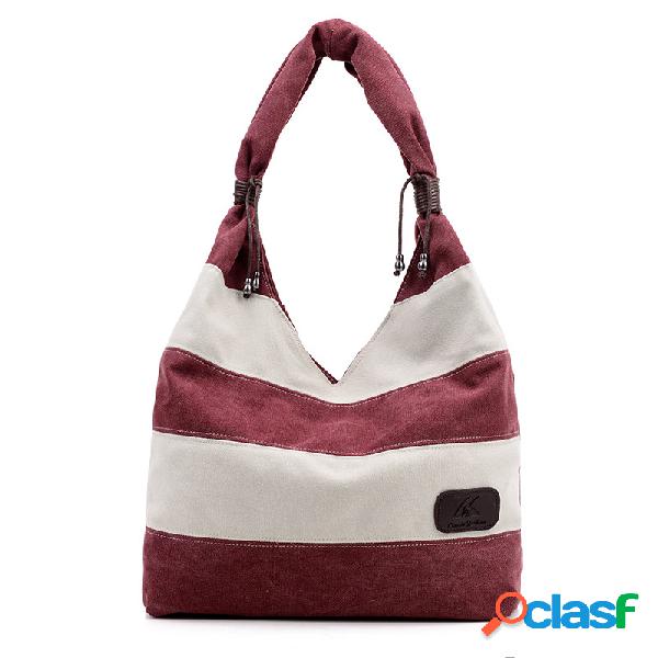 Bolso tote a rayas de lona para mujeres