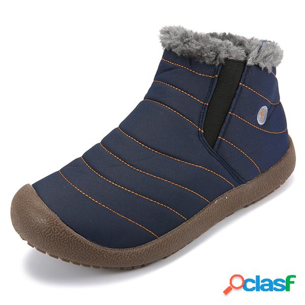 Botas planas impermeable con forro de piel slip on de talla