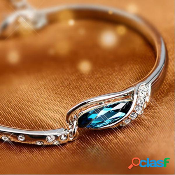 Brazalete De Diamantes De Imitación Azul Chapado En Plata